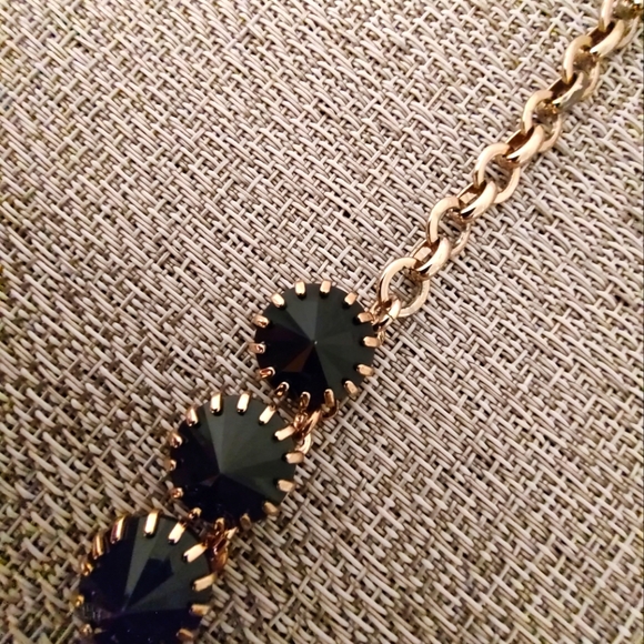 J. Crew Gold Tone Necklace With Dark Blue Stones - Picture 3 of 3